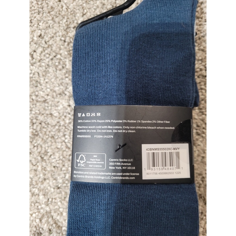 4-Pairs Bonobos Mens Size 6-12 Cotton Crew Blue SocksBusiness Casual Workwear - Picture 5 of 10